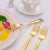 Disposable Flatware Cutlery Plastic Tableware Portable Party Cutters Forks Spoons Kit Decorative Banquet