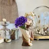 Vasen Mädchen für Blumen Blumenarrangement Dekoration Statue Harz Material Desktop Pflanzer Schlafzimmer Arbeitszimmer Esstisch