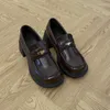Повседневная обувь, французские лоферы, женские осенние лоферы 2024, униформа Мэри Джейн, толстая подошва, увеличенная британская маленькая кожаная обувь