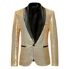 Brillant Or Paillettes Glitter Agrémenté Blazer Veste Hommes Discothèque Costume De Bal Manteaux Hommes Costume Homme Vêtements De Scène Pour chanteurs t1nT #