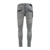 Amirca Trendy Marke Helle Farbe Kuh Ausgewaschenes und Abgenutztes Patchwork Mx1 Elastische Slim Fit Jeans Herren High Street Instagram