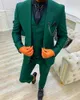 wedding Men Suits Single Breasted Peak Lapel Blazer Green/Blue 3 Pieces Jacket Vest Pants Elegant Groom Busin Costume Homme L6zQ#