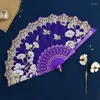 Dekorativa figurer Art Craft Gift Chinese Japanese Folding Fan Hand Gold Powder Plastic Dance Wedding Party Handheld