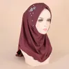 Шарфы для мусульманских женщин, хиджаб, модный головной платок, арабский тюрбан, Besds, горный хрусталь, цветок, однотонный химар