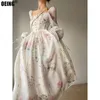 Summer Korean Style Floral Evening Party Dresses Chiffon Long Sleeve Beach Midi Fairy Dress Vestidos de Ocasion Formes 240327