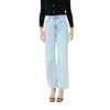 Jeans da donna IOO 2024 TOTE Pantaloni svasati larghi sottili Azzurro a vita alta in cotone con cuciture intrecciate Denim di alta qualità