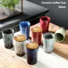 Cups Saucers 1pcs Creative Ceramic Coffee Mug Camping Breakfast Pottery Cup Porcelain Teacup Household Cute Gift Wholesale