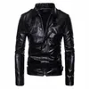 Mens Fi New Leather Jacket Slim Fit Stand Collar PU 재킷 수컷 반풍 오토바이 옷깃 Jackets Men P1MD#