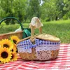 Storage Baskets Rattan Outdoor Picnic Basket Country Style er Hamper with Lid and Handle P31E