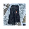 メンズジーンズのデザイナーJNCO Y2Kストリートウェアファッションヒップホップボクシンググローブグラフィックプリントバギーブラックパンツ男性