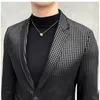 Brand Clothing Jesien Blends Men Blazers Slim Fit Casual Mewneder Wedding Busin Dr Pleats Social Office Costume Homme i3aa#