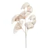 装飾的な花が網状3フォークゴールドリーフイチョウ人工花乾燥したプロングプラスチックメッシュファンの葉