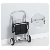 Carts Foldable Shopping Cart Free Installation Grocery Portable Stainless Steel Trolley Waterproof Fabric Storage Bag 13cm Big Wheels