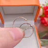 Hoop Huggie Een echte, pure 18K roségouden ring is het beste cadeau voor vrouwen.Ronde oorbellen met geluksgesneden diagonale kraal 24326