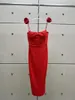 Casual klänningar 2024 Kvinnor Fashion Sleeveless Tube Top Handmased Rose Dress 0120