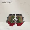 Sandals Rose high heels strange high heels summer shoes designer sandals black leather double straps slippers custom colorsL2403