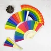 Decorative Figurines Rainbow Fans Colorful Pride Handheld Fan Party Decor Hand Held Summer Accessory For