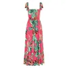 Casual Dresses Womens Floral Bohemian Long Dress Spaghetti Straps Sleeveless Boho Beach Maxi Swing Summer Midi