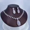 Ensemble collier et boucles d'oreilles en Zircon, collier et boucles d'oreilles de luxe rétro en cristal, goutte d'eau, bijoux pour robe de soirée de mariage de la mariée, 2024