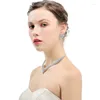 Dangle Earrings Bridal Wedding Jewelry Sets African Beads Silver Color Women Necklace Engagement