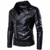 Chaqueta de cuero de PU para hombres con cuello de solapa con cremallera, chaquetas casuales de motocicleta, abrigos vintage, ropa exterior gruesa y cálida, nuevo, punk rock, Win q8rV #