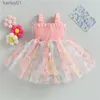 Robes de fille Enfant en bas âge bébé filles robe 3D papillon froncé sans manches en couches Cami robe d'été vêtements décontractés robe de princesse yq240327