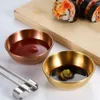 Pratos de aço inoxidável tigelas redondas tempero condimento copos sushi mergulhando pequeno prato tigela pires mini aperitivo placas 0612