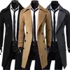 Heren Double-Breasted Jas Heren Hoge Kwaliteit Zelfontplooiing Effen Kleur Fi Merk Herfst Jas Lg Trenchcoat S-4XL s75y #