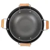 Pans 2 Pcs Daily Use Stainless Steel Griddle Cookware Metal Dry Pot Wooden Cooking