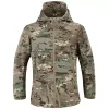 상어 피부 소프트 쉘 전술 군사 재킷 남자 다중 포켓 바람 방수 방수 후드 코트 남성 전투 폭격기 재킷 B4KO#
