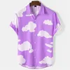 Chemises décontractées pour hommes Harajuku Sky Clouds 3D imprimé pour hommes vêtements colorés mode graphique garçon chemisiers vacances chemisier à revers Y2k Tops