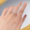 Cluster Rings Spring Qiaoer 18K Gold Plated 925 Sterling Silver 8mm Lab Sapphire Gemstone Fine Ring for Women Engagement Jewelry Gift