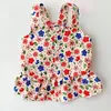 Dog Apparel Pet Dress Sling Floral Printing Single Breasted Button For Summer Small Princess Cosplay Costume