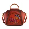 Avondtassen Natuurlijke Huid Tote Schouder Vrouwelijke Bloemmotief Vintage Design Dames Echt Lederen Messenger Bag Handtas