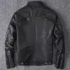 Tcyeek Printemps Automne Véritable Veste En Cuir Hommes Streetweaar 100% Réel Manteau En Peau De Mouton Homme Moto Biker Vintage Vestes En Cuir 2811 x0N2 #