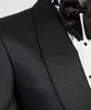 Ternos masculinos modernos sob medida 2 peças jacquard blazer calças pretas nó chinês noivo pura lapela xadrez listras customed plus size h604 #