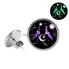 Stud Glow In The Dark 12 Zodiac Sign Earrings For Women Glass Constellation Stainless Steel Hypoallergenic Sier Ear Rings Fashion Dro Dhqjc