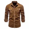 New Men LGスリーブシャツカジュアルコットシャツ高品質のソリッドカラーコーデュロイシャツブランド衣類男性ブラウスシャツジャケット48m8＃