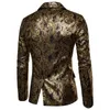 Blazers florais dourados masculinos terno casual de negócios vestido de casamento blazer dourado masculino 240313