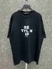 Designer-Kurzarm-T-Shirt mit High-Version B-Aufdruck auf der Vorderseite aus individuell gewebtem und gefärbtem Stoff, gewaschen und abgenutzt, Os-Schulter, lockere Passform VNI6