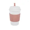 Tasses écologiques en paille de blé, café de voyage avec couvercle, tampon Anti-brûlure, Portable, Camping, tasses à thé, verres, bouteille d'eau