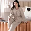 Mulheres sleepwear inverno grosso quente mulheres casuais pijamas de flanela conjunto manga longa feminino casa roupas