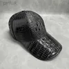 Bola Caps Exótico Real Jacaré Escalas Pele Mens Lazer Boné de Beisebol Genuíno Crocodilo Couro Masculino Preto Ajustável Snapback Chapéu 24327