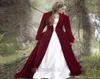 Giacche da sposa autunnali bordeaux Cappotto con scialle lungo mantello da sposa a maniche lunghe in velluto2839946