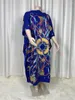 Kvinnors badkläder 2024 Afrikansk saudiarabisk halsduk Löst tryck Silk Maxi Dress Summer Beach Bohemian Robe Kaftan Kimono Short Sleeve C44