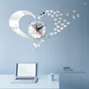 Wall Clocks Top Quartz Europe Style Hearts Decor Clock Modern Design For Living Room Mirror Acrylic Material Sticker