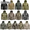 mężczyźni Camoue Camoue polarowa kurtka taktyczna Waterproof Softshell Windbreaker Zimowa armia z kapturem Hunt Ubrania Q2LU#