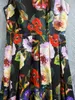 2023 Autumn Floral Print Dress Black Sleeveless Round Neck Midi Casual Dresses T3M182253