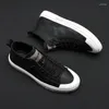 Casual Shoes Genuine Leather Men High Top Footwear Fashion Street Style Black White Mens Big Size 45 KA4326