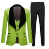 2023 Fi New Men's Casual Wedding Light Color Pattern Suit 3 Pcs Set / Male Slim Matching Collar Blazers Jacket Pants Vest L4ph#